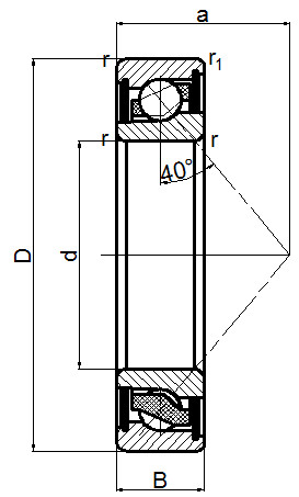 QJ224 Lintlha tse 'nè tsa Angular Contact Ball Bearing