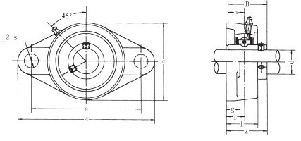 UCFT211-32 35mm ဖောက်ပါရှိသော Bolt Oval Flange bearing ယူနစ်နှစ်ခု