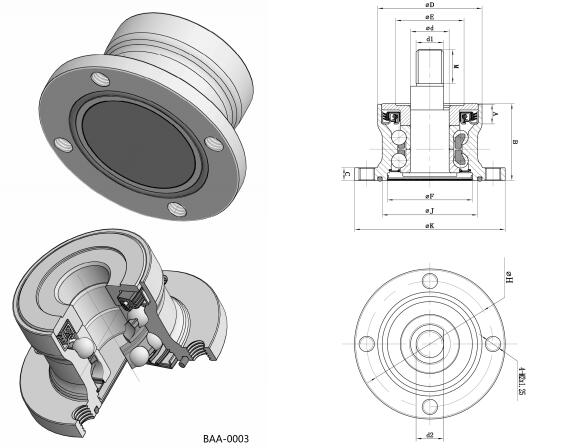 Gambar dimensi unit hub Agricultural BAA-0003