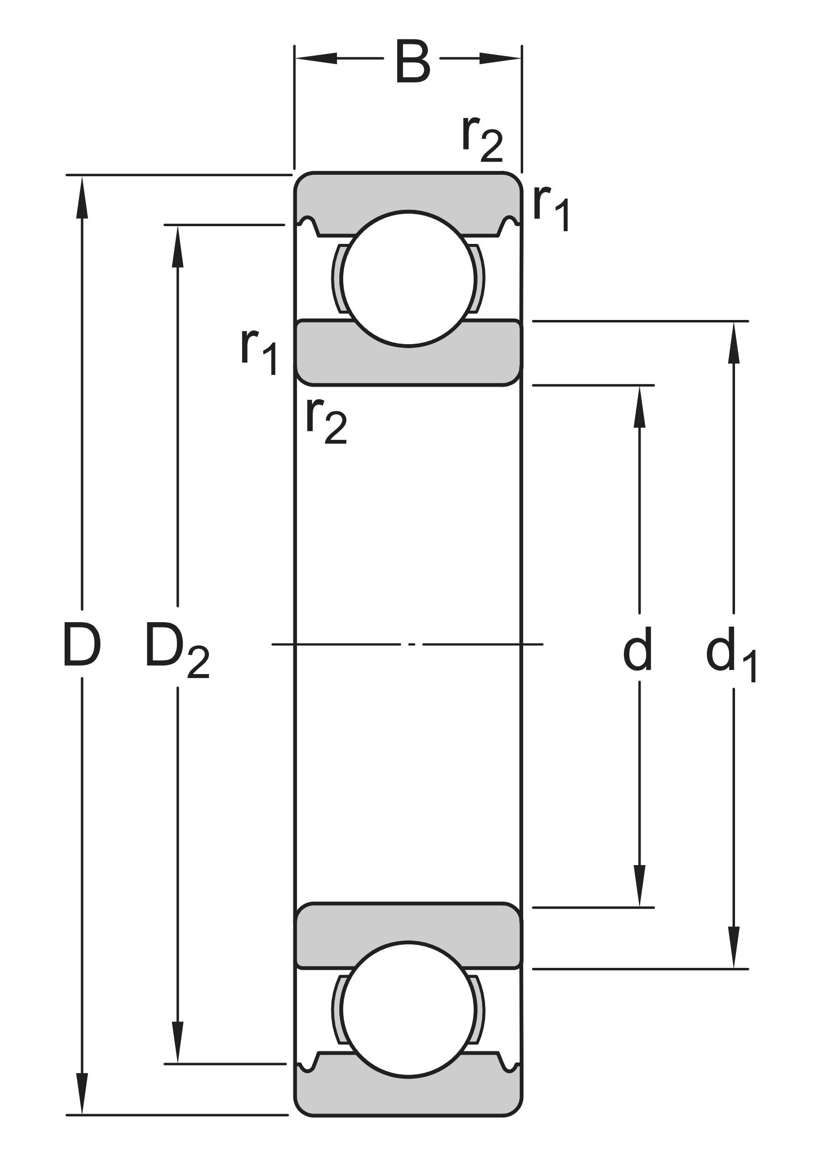 deep groove ball bearing open type drawing