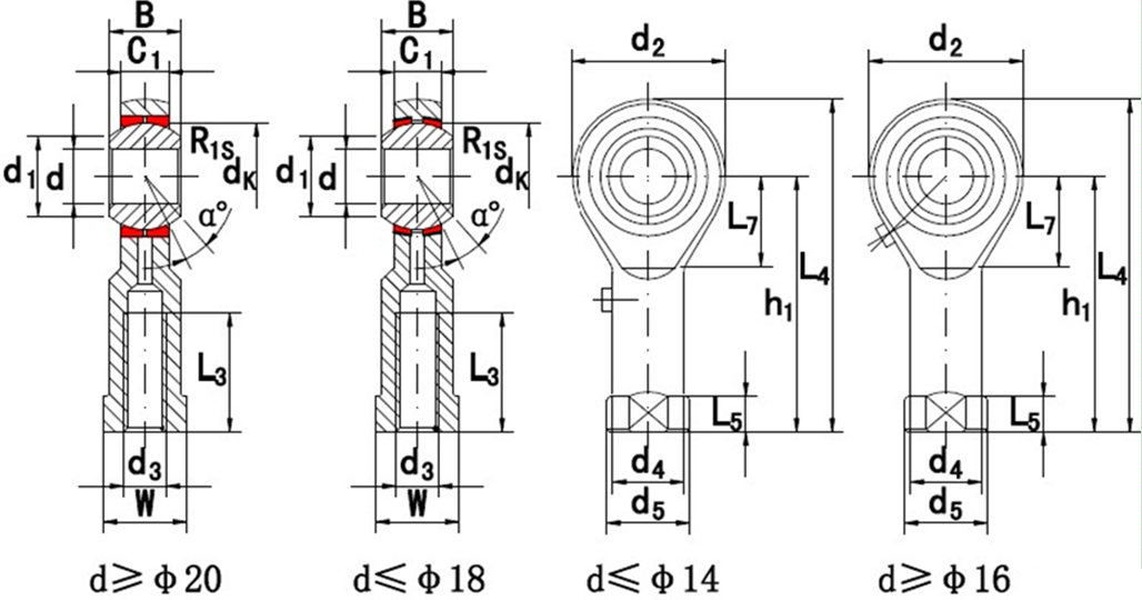 rod end bearing drawing